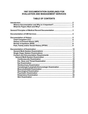 1997 Documentation Guidelines for Evaluation and Management Services