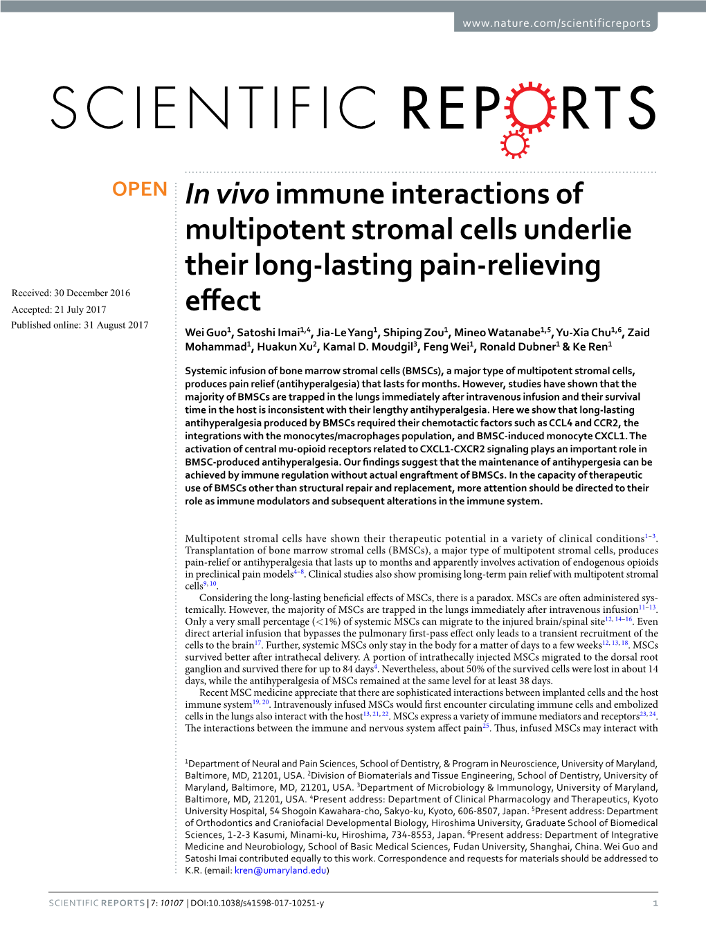 In Vivo Immune Interactions of Multipotent Stromal Cells Underlie