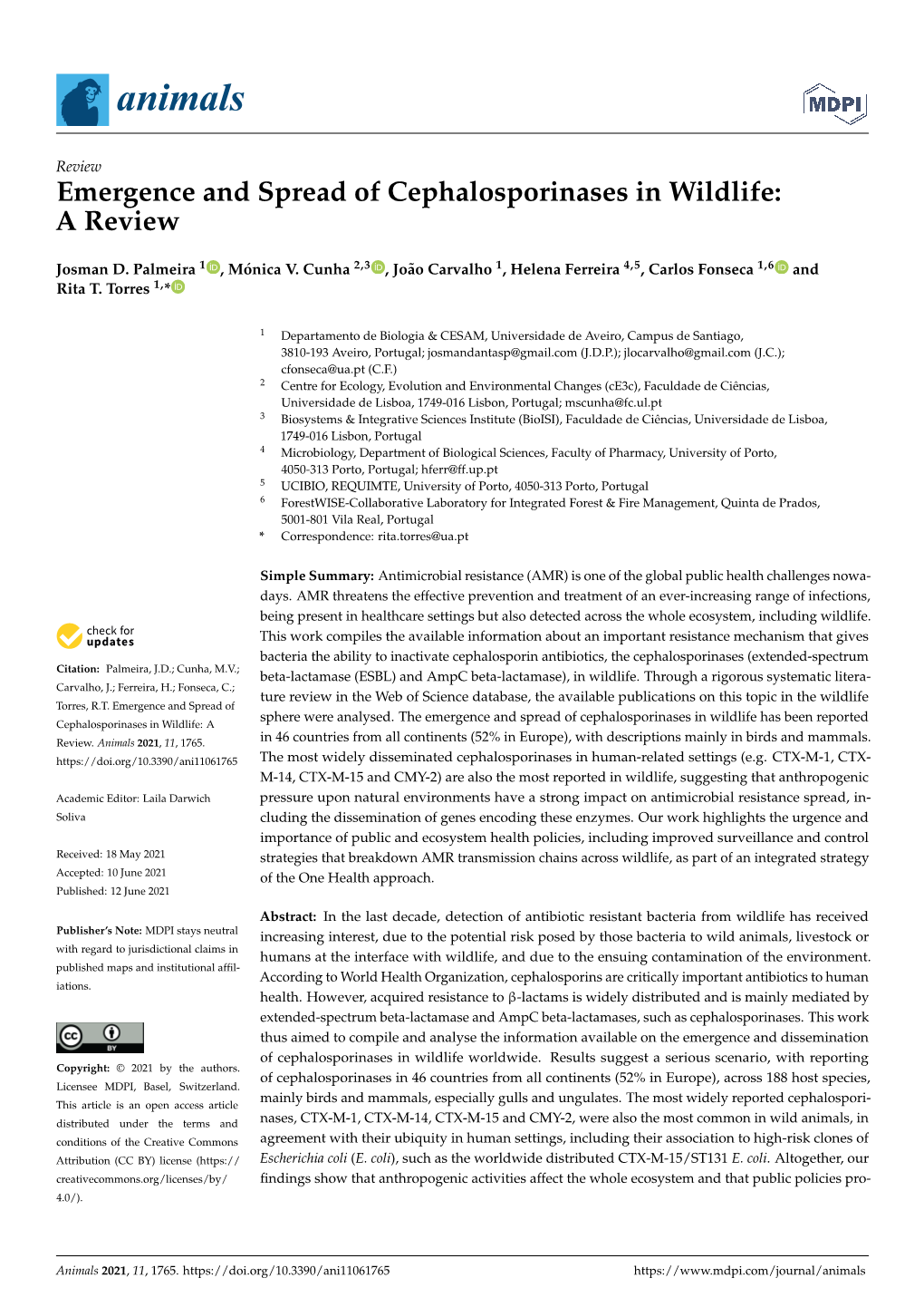 Emergence and Spread of Cephalosporinases in Wildlife: a Review