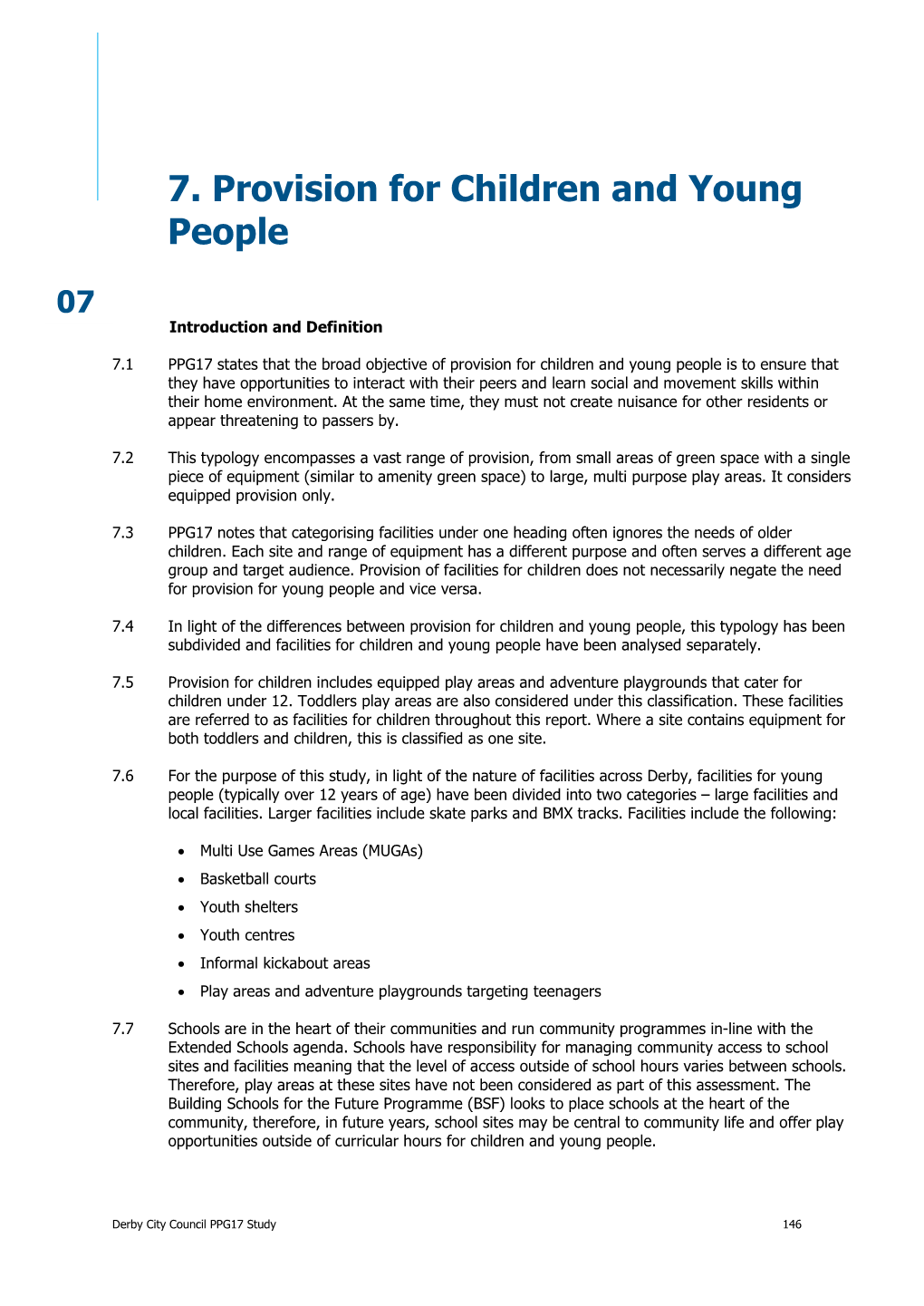 7. Provision for Children and Young People