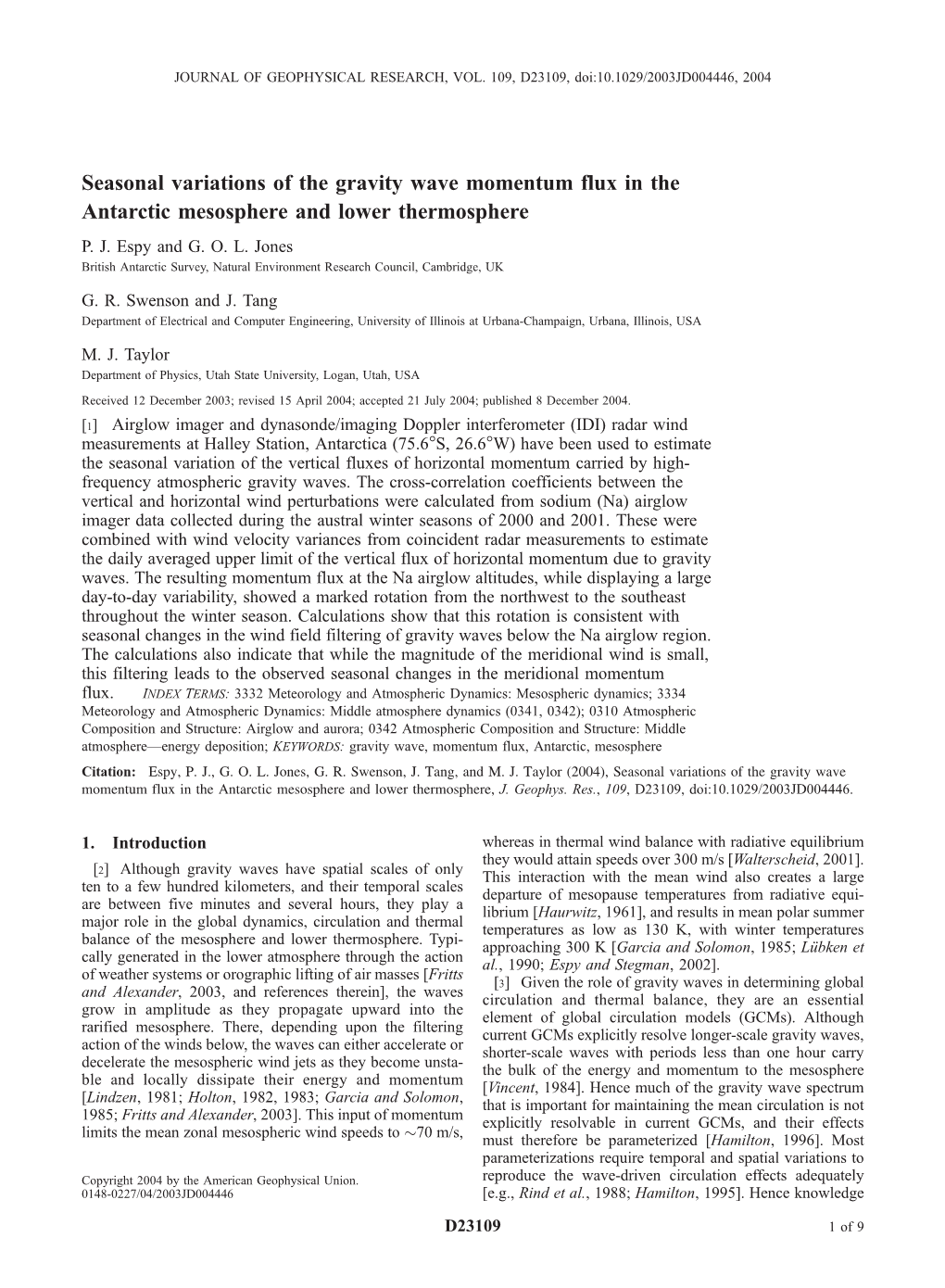 Seasonal Variations of the Gravity Wave Momentum Flux in the Antarctic Mesosphere and Lower Thermosphere P