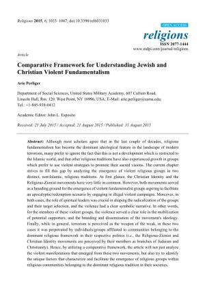 Comparative Framework for Understanding Jewish and Christian Violent Fundamentalism