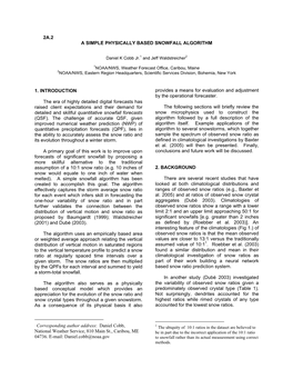 2A.2 a Simple Physically Based Snowfall Algorithm 1