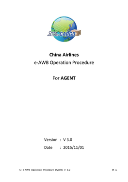 China Airlines E-AWB Operation Procedure for AGENT
