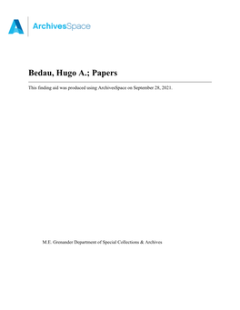 Bedau, Hugo A.; Papers Apap199