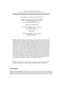 Geospatial Ontology Development and Semantic Analytics