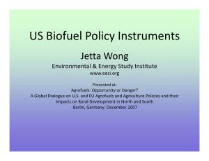 US Biofuel Policy Instruments Jetta Wong Environmental & Energy Study Institute