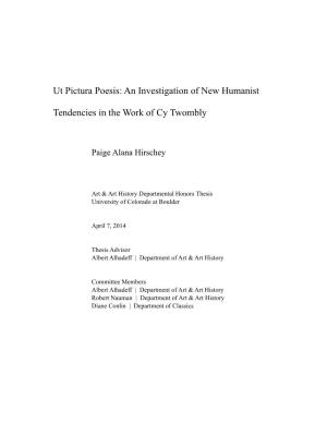 Ut Pictura Poesis: an Investigation of New Humanist Tendencies in The
