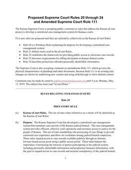 Proposed Supreme Court Rules 20 Through 24 and Amended Supreme Court Rule 111
