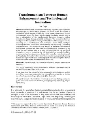 Transhumanism Between Human Enhancement and Technological Innovation*