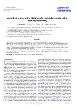A Method to Determine Distances to Molecular Clouds Using Near-IR Photometry