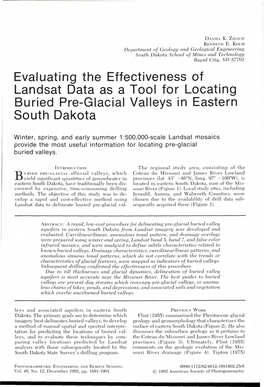 Evaluating the Effectiveness of Landsat Data As a Tool for Locating 1 Buried Pre-Glacial Valleys in Eastern South Dakota