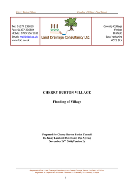 Cherry Burton Village Flooding of Village: Final Report