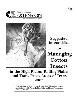 Suggested Insecticides for Managing Coton Insects in the High Plains