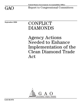 GAO-06-978 Conflict Diamonds: Agency Actions Needed To