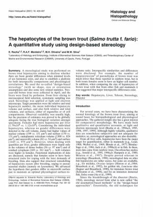 The Hepatocytes of the Brown Trout (Salmo Trutta F. Fario): a Quantitative Study Using Design-Based Stereology