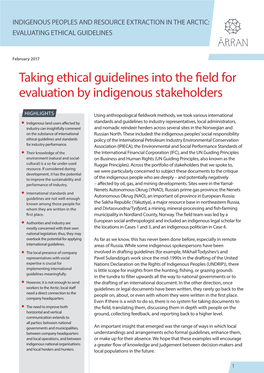 Taking Ethical Guidelines Into the Field for Evaluation by Indigenous Stakeholders