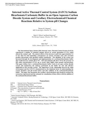Internal Active Thermal Control System (IATCS) Sodium Bicarbonate/Carbonate Buffer in an Open Aqueous Carbon Dioxide System