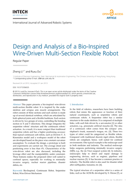 Design and Analysis of a Bio-Inspired Wire-Driven Multi-Section Flexible Robot