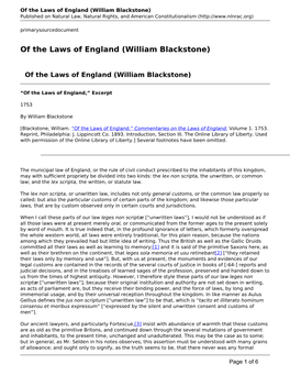 William Blackstone) Published on Natural Law, Natural Rights, and American Constitutionalism ( Primarysourcedocument