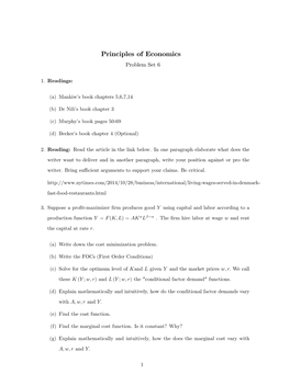 Principles of Economics Problem Set 6