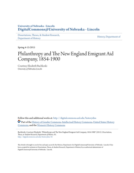 Philanthropy and the New England Emigrant Aid Company, 1854-1900