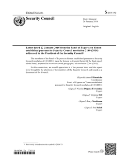Security Council Distr.: General 26 January 2016