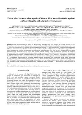 Potential of Invasive Alien Species Clidemia Hirta As Antibacterial Against Salmonella Typhi and Staphylococcus Aureus