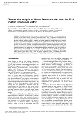 Disaster Risk Analysis of Mount Bromo Eruption After the 2015 Eruption in Sukapura District