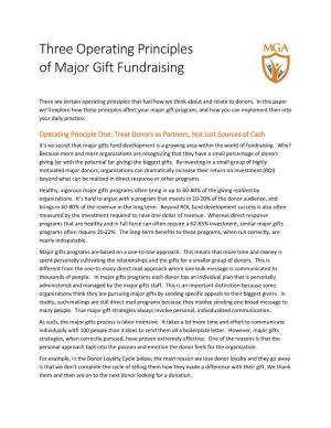 Three Operating Principles of Major Gift Fundraising
