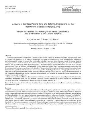 A Review of the Ossa-Morena Zone and Its Limits. Implications for the Definition of the Lusitan-Marianic Zone
