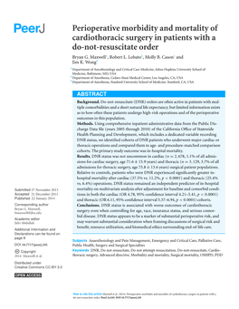 Perioperative Morbidity and Mortality of Cardiothoracic Surgery in Patients with a Do-Not-Resuscitate Order Bryan G