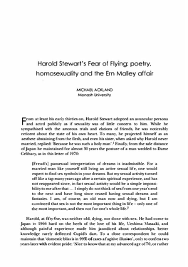 Harold Stewart's Fear of Flying: Poetry, Homosexuality and the Ern Malley Affair