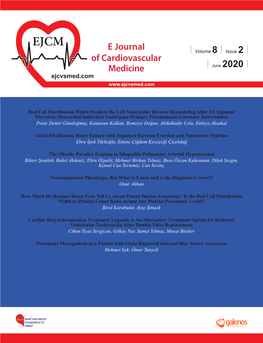 E Journal of Cardiovascular Medicine Volume: 8 Issue: 2 June 2020 Page: 63-106 Ebru İpek Türkoğlu, Emine Çiğdem Kırçiçeği Çiçekdağ