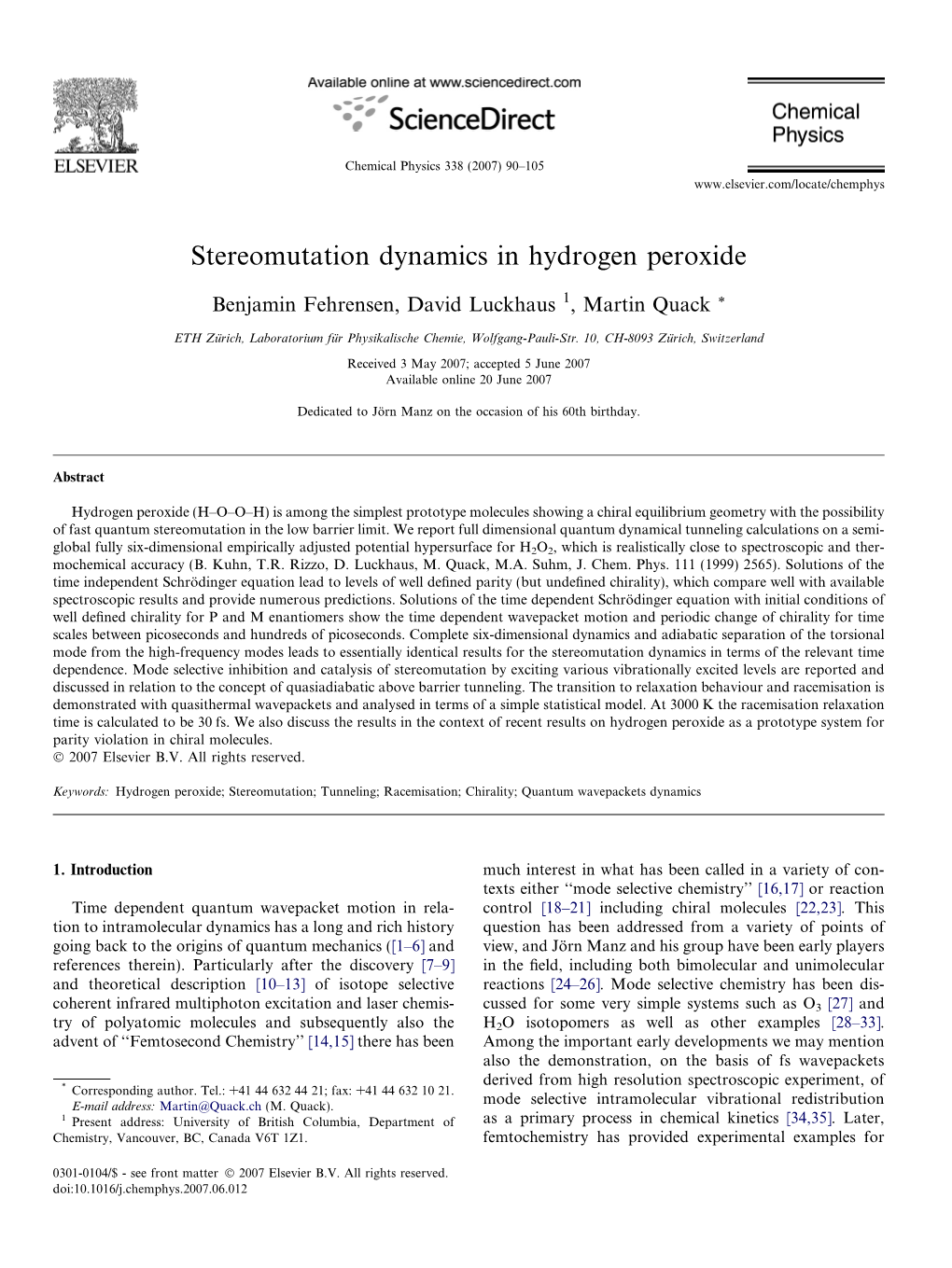 Stereomutation Dynamics in Hydrogen Peroxide