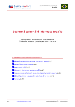 SOUHRNNÁ TERITORIÁLNÍ INFORMACE Brazílie
