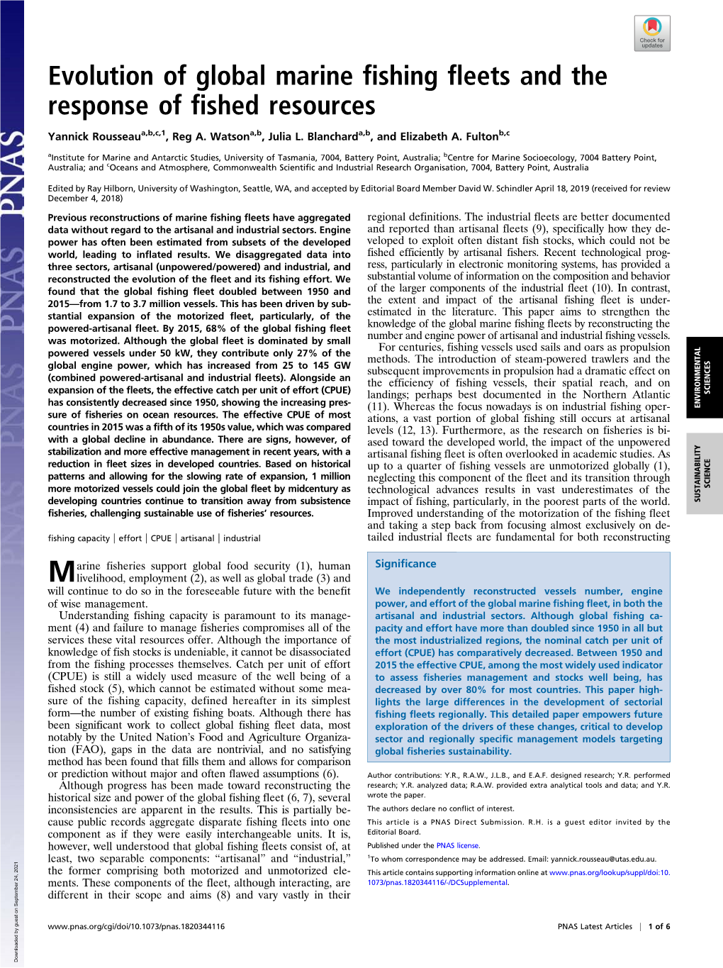 Evolution of Global Marine Fishing Fleets and the Response of Fished Resources