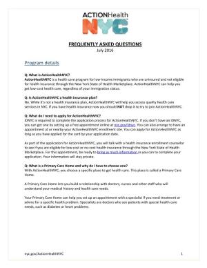 FREQUENTLY ASKED QUESTIONS Program Details