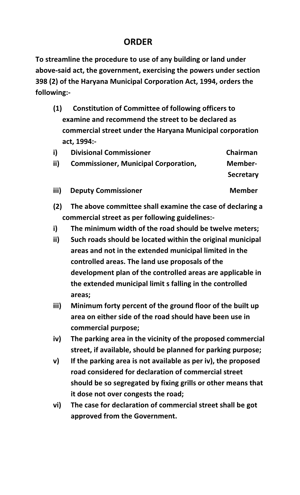 To Streamline the Procedure to Use of Any Building Or Land Under Above-Said Act, the Government, Exercising the Powers Under