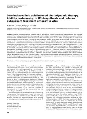 D-Aminolaevulinic Acid-Induced Photodynamic Therapy Inhibits