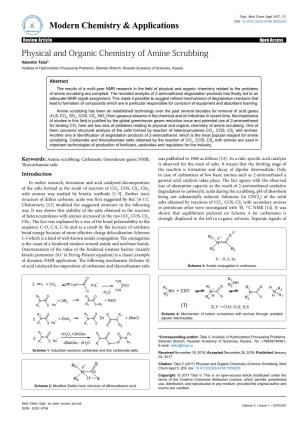 Physical and Organic Chemistry of Amine Scrubbing Valentin Talsi* Institute of Hydrocarbon Processing Problems, Siberian Branch, Russian Academy of Sciences, Russia