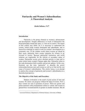 Patriarchy and Women's Subordination: a Theoretical Analysis