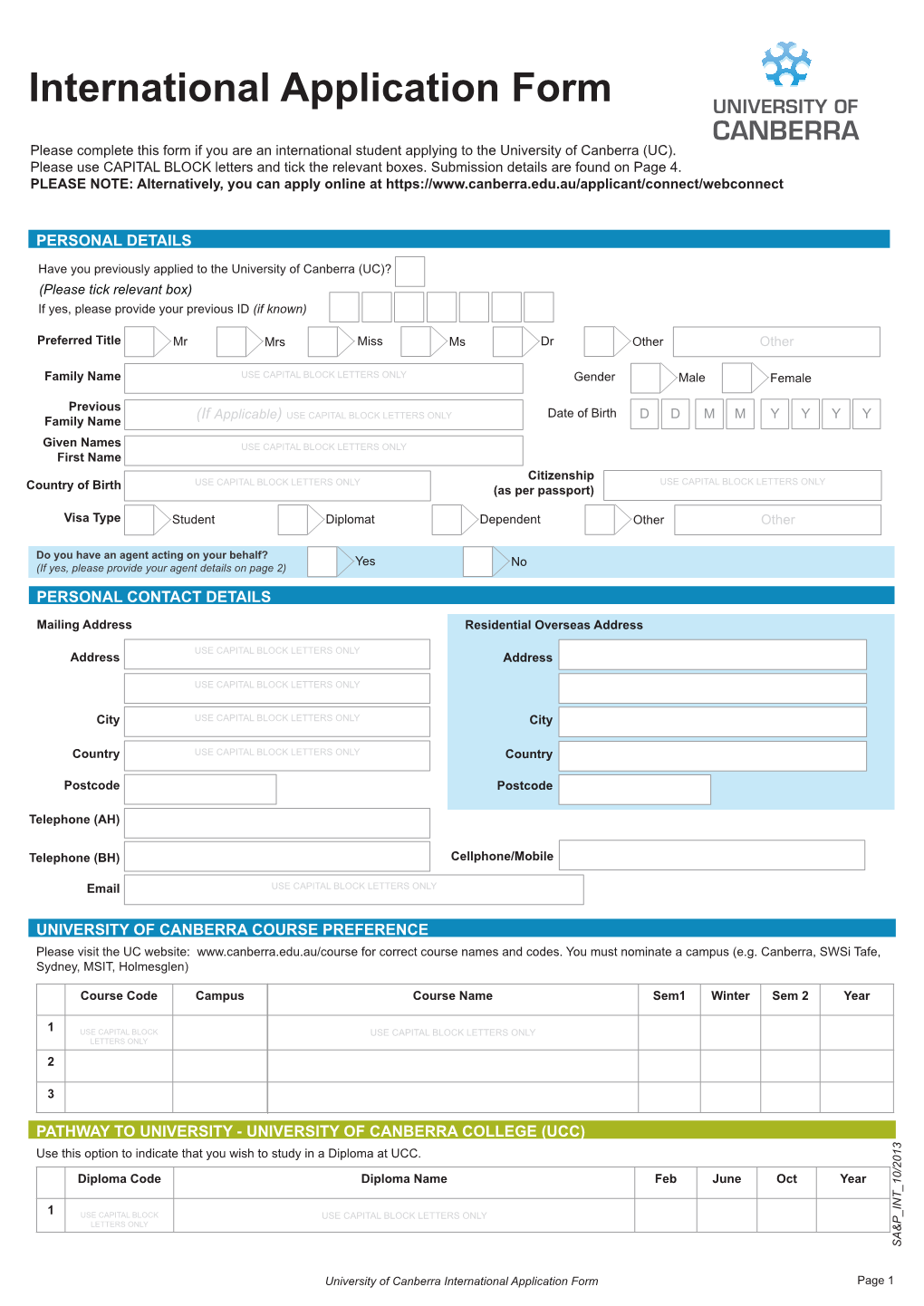 International Application Form