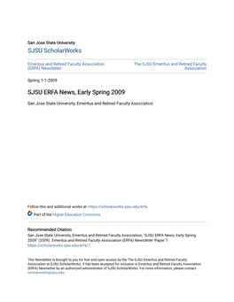 SJSU ERFA News, Early Spring 2009