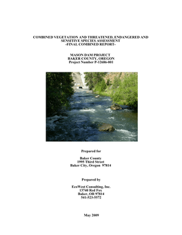 Final Combined Report- Mason Dam Project Baker