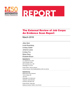 The External Review of Job Corps: an Evidence Scan Report March 2018