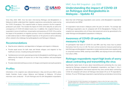 Understanding the Impact of COVID-19 on Rohingya and Bangladeshis in Malaysia – Update #2