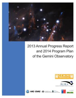 2013 Annual Progress Report and 2014 Program Plan of the Gemini Observatory