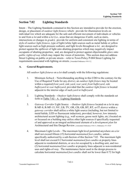 Section 7.02 Lighting Standards