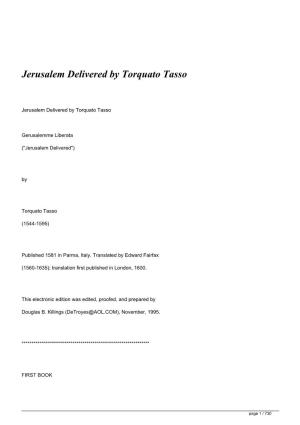 Jerusalem Delivered by Torquato Tasso&lt;/H1&gt;